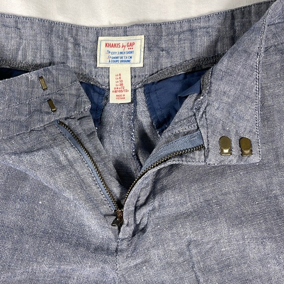 Gap womens blue linen basic flat front 2.5" inseam chambray shorts - size 6 - Picture 5 of 9